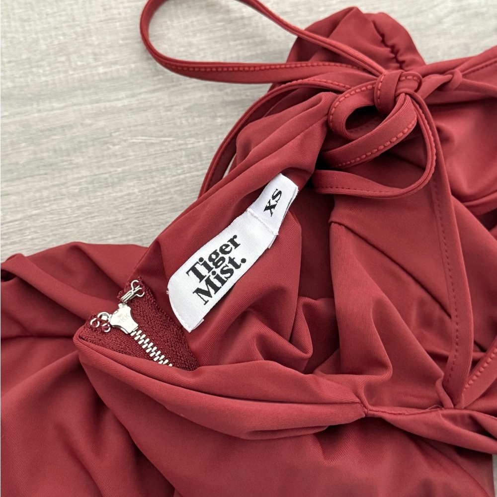 Tiger Mist Red Ruched Mini Dress - Picture 6 of 6